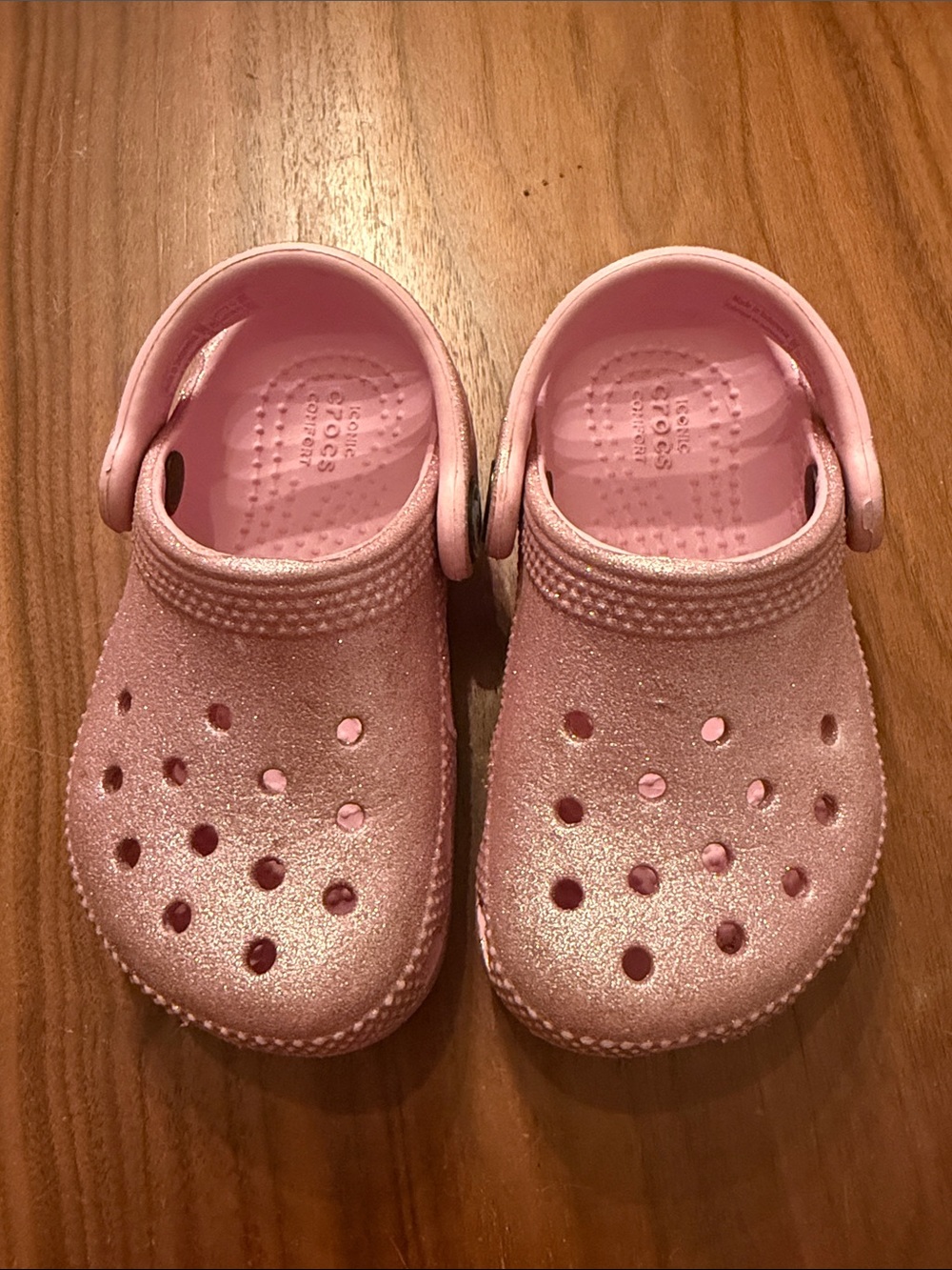 Crocs Classic Glitter Clogs Pink Sparkle Girls Size C6 Little Kids/ Toddler